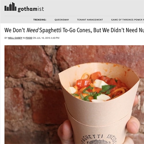 Screenshot of an article on the Gothamist site about Spaghetti Incident