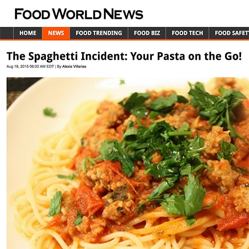 Screenshot of an article on the Food World News site about Spaghetti Incident